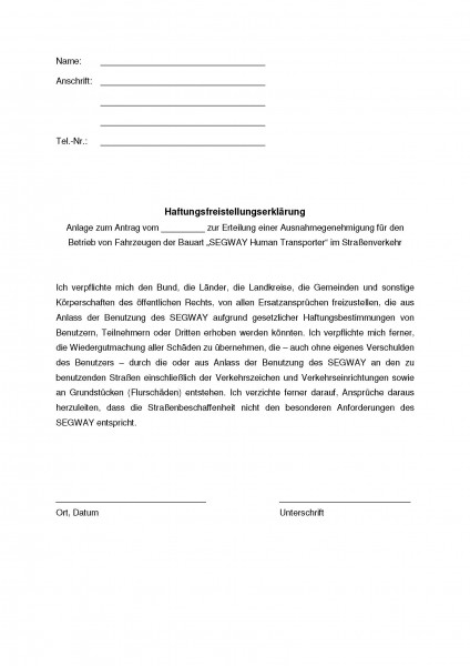 Reg. von Oberbayern: Haftungsfreistellung