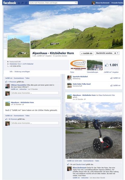 Facebook-Seite Alpenhaus Kitzbüheler Horn